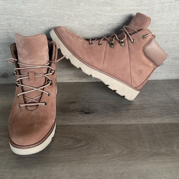 Timberland Womens Size 7 Keeley Field Mid Hiker Light Brown Nubuck Boots Shoes - Picture 1 of 10